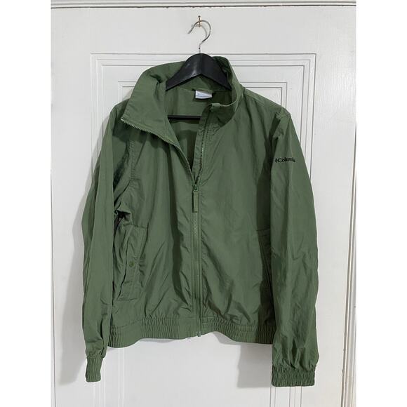 Olive Green Columbia Sportswear Windbreaker Jacket Women's L - Picture 1 of 5